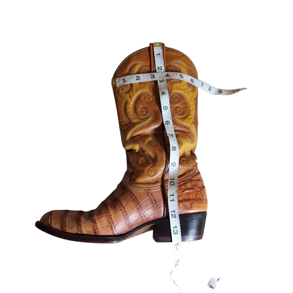 Vintage Rudel 8178 Western Cowboy Boots Cognac Reptile Embossed Snip Toe 8.5 EE - Picture 11 of 14
